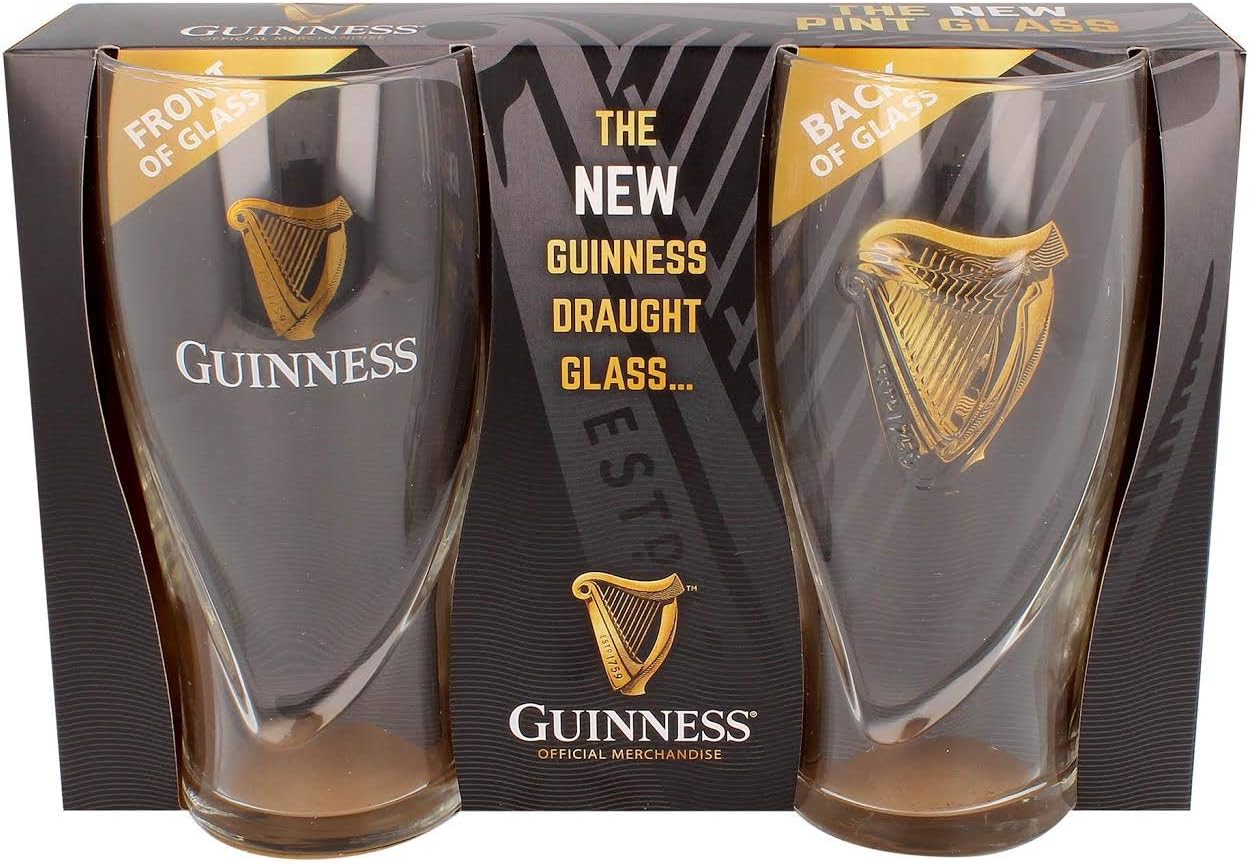 Guinness Official Pint Glass Set of 2, Classic Memorabilia (20 oz), Transparent, 2 Count (Pack of 1) - Image 3