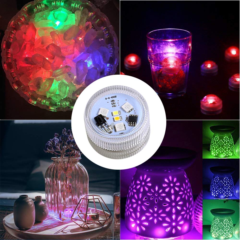 KUCAM Submersible Vase Lights, Waterproof LED Tea Lights Candle with Remote Battery Operated,RGB Color Changing for Home Party Wedding Table Centerpieces,10 Pack