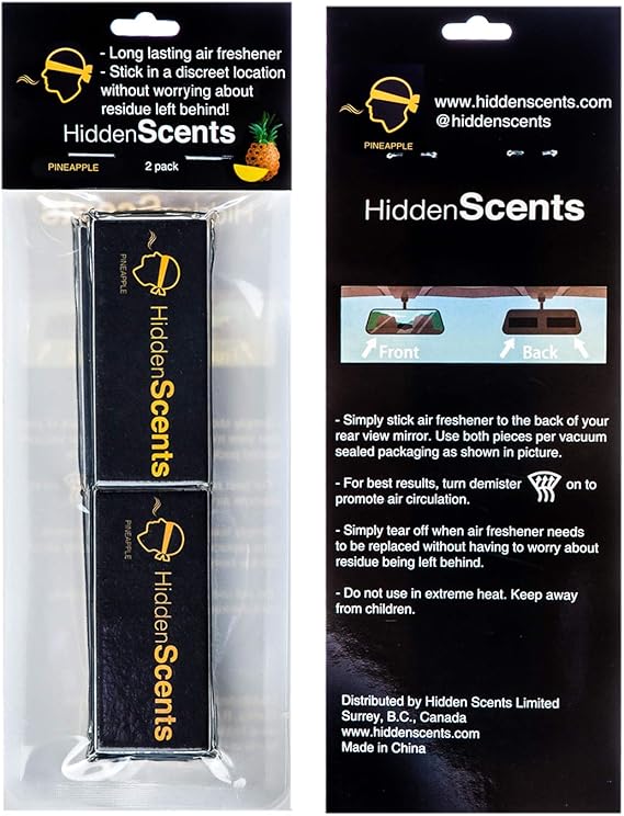 Hidden Scents Discreet Car Air Freshener 2 pack (Pineapple), Air