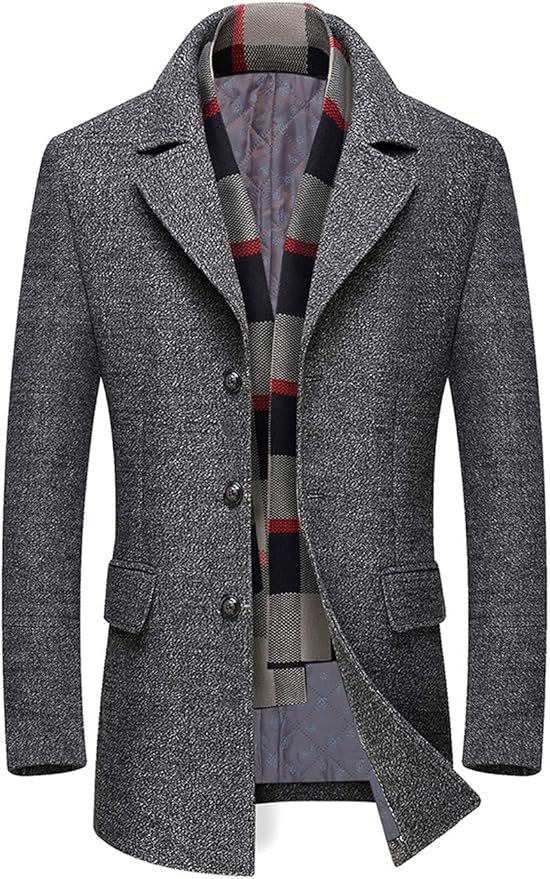 Mens Coats Casual Slim Fit Woolen Coat Winter Jackets Warm Trench Coat