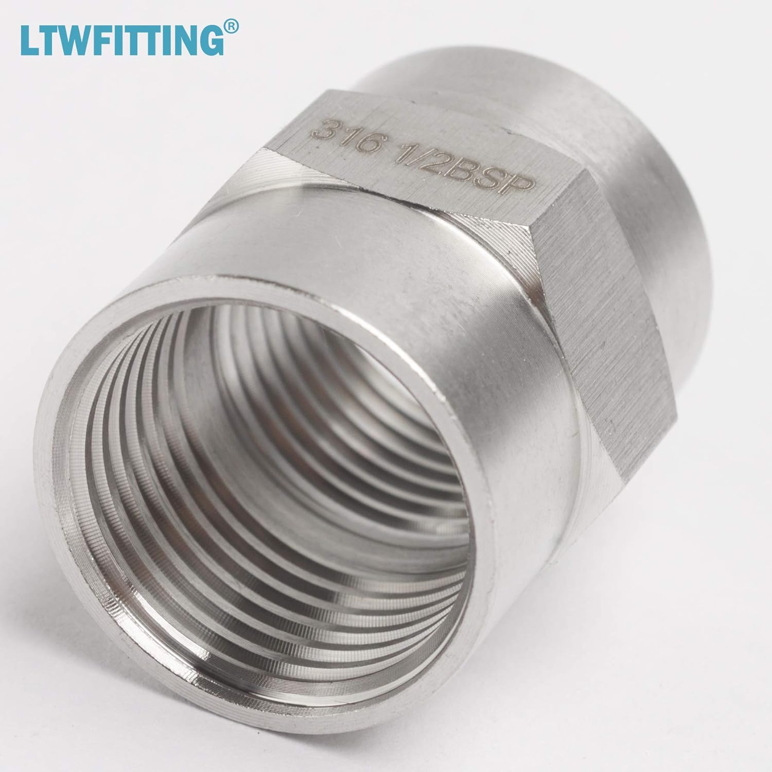 LTWFITTING Bar Production Stainless Steel 316 Pipe Fitting 1/2-Inch Female BSPP Coupling Boat Air Fuel(Pack of 5) - Image 4