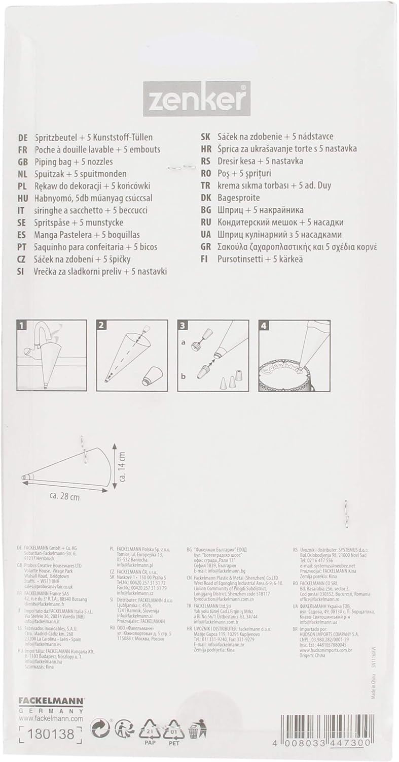 Zenker Spritzbeutel Kunststoff Mit 5 Tullen Lange 280 Mm Weiss 28 X 14 X 3 5 Cm Amazon De Kuche Haushalt