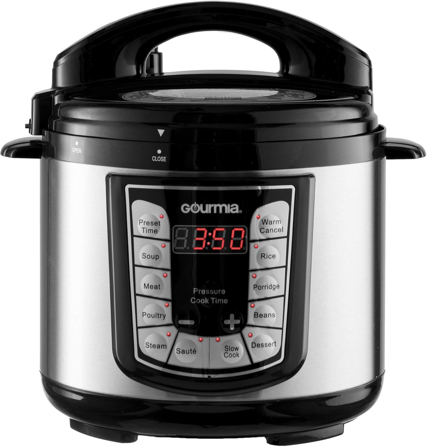 Gourmia GPC400 4 Qt Digital Multi-Mode SmartPot Pressure Cooker - 13 Cook Modes - Removable Pot - 24-Hour Delay Timer - Automatic Keep Warm - LCD Display - Pressure Sensor Lid Lock - Recipe Book