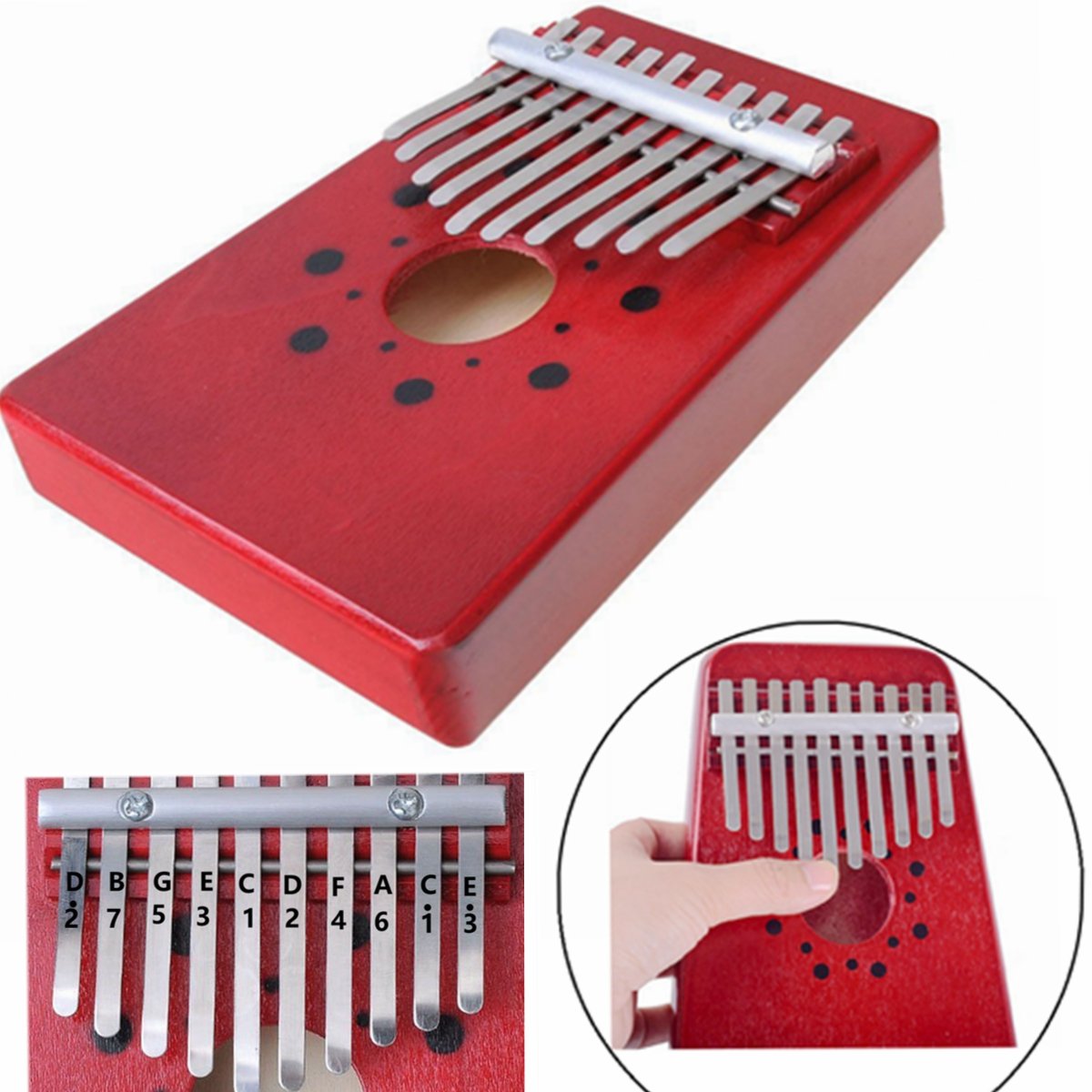 赤 赤 Luvay ムビラ 10キー B06wp475y4 親指ピアノ カリンバ アフリカ楽器 Kalimba カリンバ 売れ筋商品
