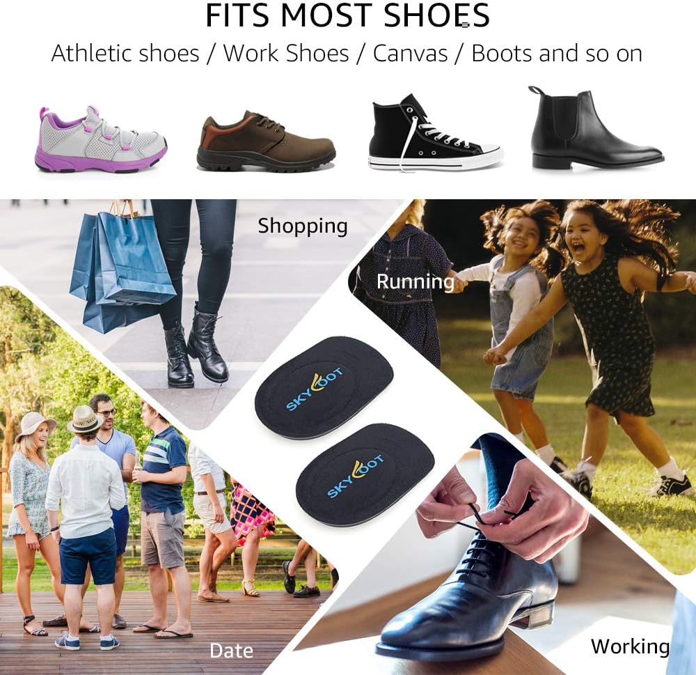 Skyfoot’s Heel Cups, Gel Heel Cushions for Plantar Fasciitis, Heel Pain, Bone Spur, Shock Absorbing, Achilles Pain and Leg Length Discrepancy(Medium - Women's 6-9|Men's 5-8): Health & Personal Care