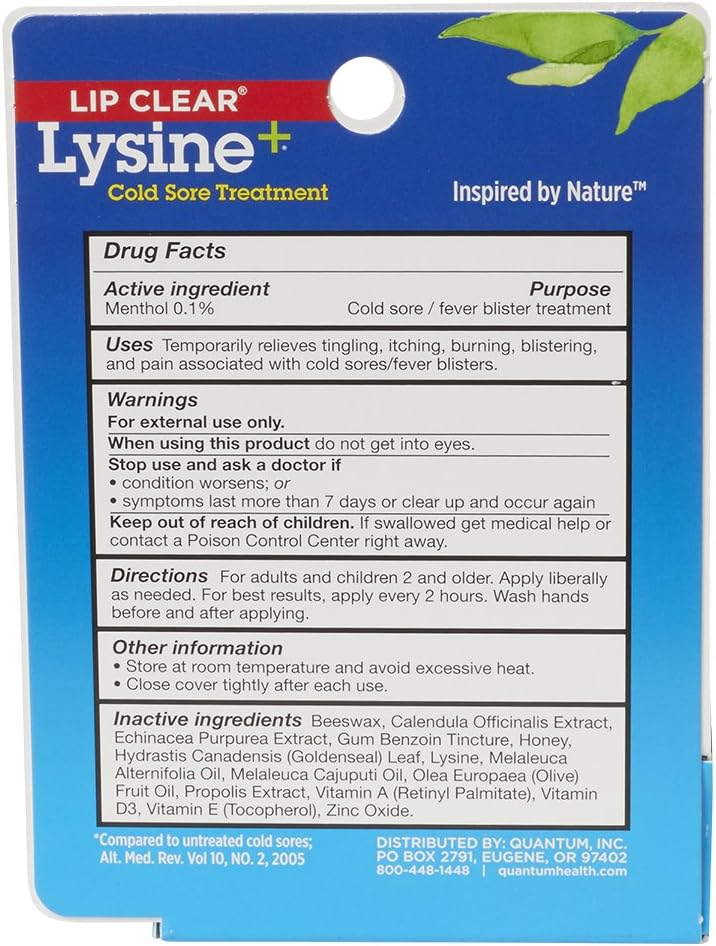 Quantum Health Lip Clear Lysine+ Core Sore Treatment Ointment : Lip Balms And Moisturizers : Beauty