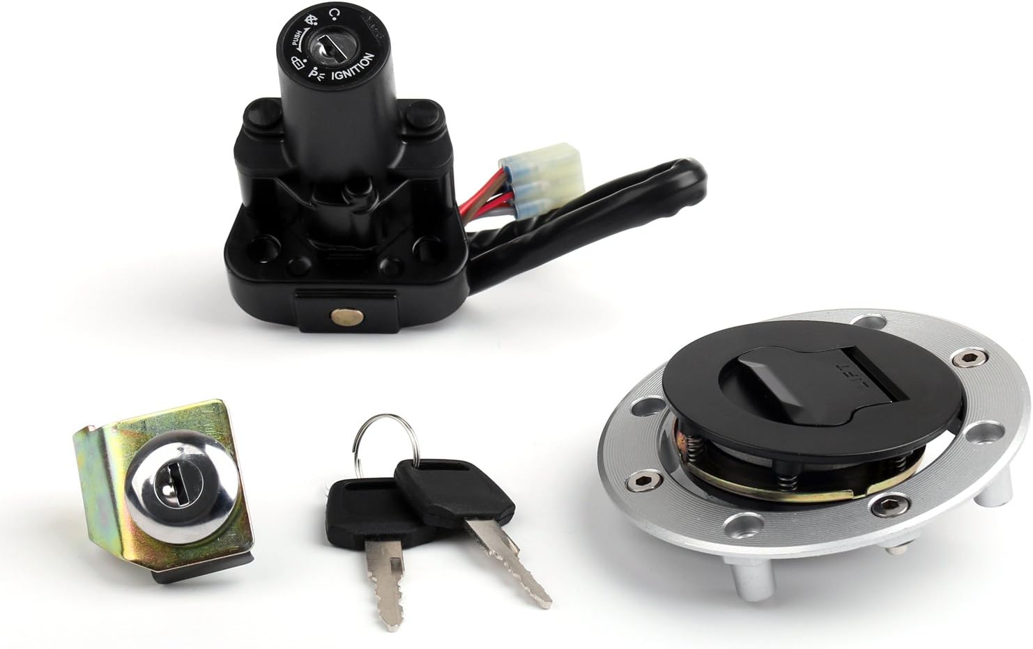 Topteng Motorcycle Ignition Switch Lock Fuel Gas Cap Seat Lock Key Set Assembly with Aluminum alloy for Su-zuki GSX1300RX Hayabusa GSX1300R K1-K7 1999-2007