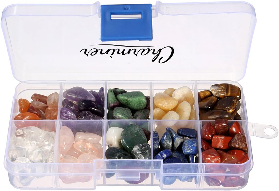 Crystal Quartz,1/2 lb 10-Stone Mix:Red Crystal.Amethyst,Red&Green Gem,Yellow Agate,Tiger's Eye,Turquoise,Rose Quartz,Green Olives,Lapis Lazuli,Red Agate, Raw Natural Crystals for Cabbing: Home & Kitchen
