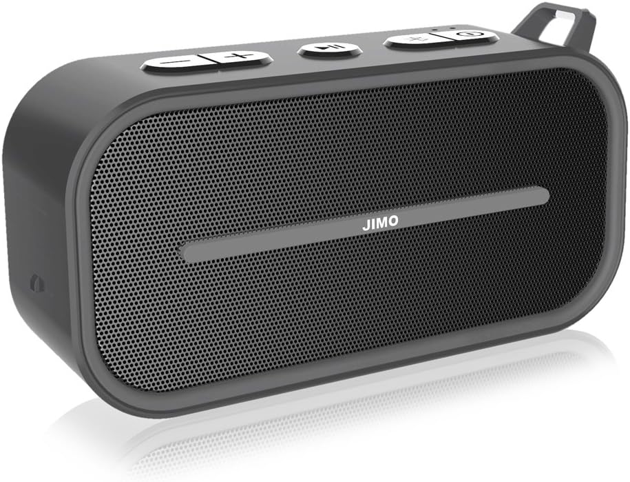 Bluetooth Speaker Portable Wireless Mini Speaker by JIMO (Clear Loud Sound, Splash Proof, Built-in Mic, Aux-in, SD Card Support, Dual-Driver, Ideal for Beach, Travel, Yoga, Indoor, Outdoor) Gray