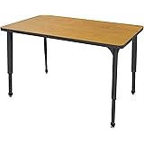 Marco Group Apex Series 38-2236-49-BLK, 30" x 48" Rectangle Adjustable Height Activity Table, Adjusts from (21"-30" High) Solar Oak-Top, Black-Trim