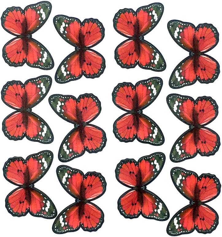 Edible Butterflies Cake Toppers,Red, Large Size Set,M
