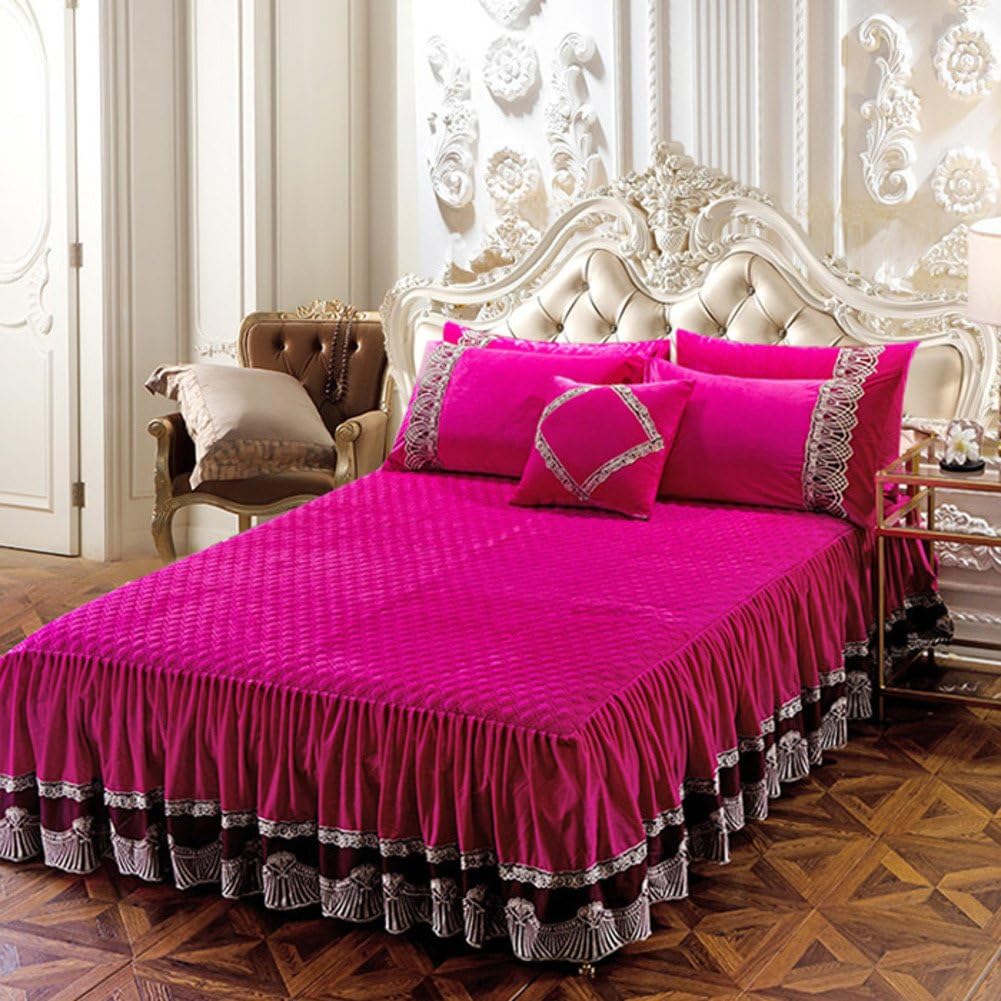 HAPPYDAYJUHUYGYGTFTFBVY Cotton bedspread bed skirt type warm bed skirt/sheet/thickening bed skirt single piece-F 180x200cm(71x79inch)