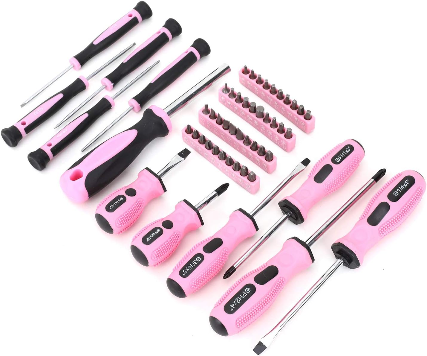 FASTPRO Pink Tool Set, 220-Piece Lady's Home Repairing Tool Kit with 12-Inch Wide Mouth Open Storage Tool Bag - - 