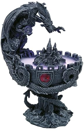 Brunnen, Drachen Wasserschale, Lampe mit bunt leuchtenden Neblern