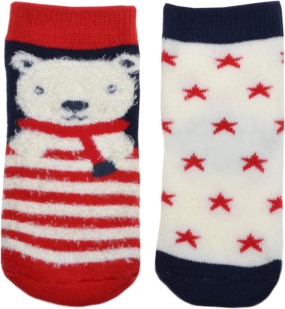 2 pairs of Christmas Bear & stars Baby socks Terry socks