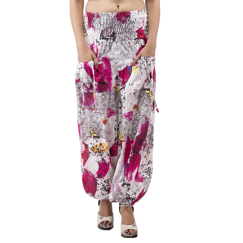 indi bargain cotton multi color sprinkle printed harem trouser &ndash; holi print &ndash; free size