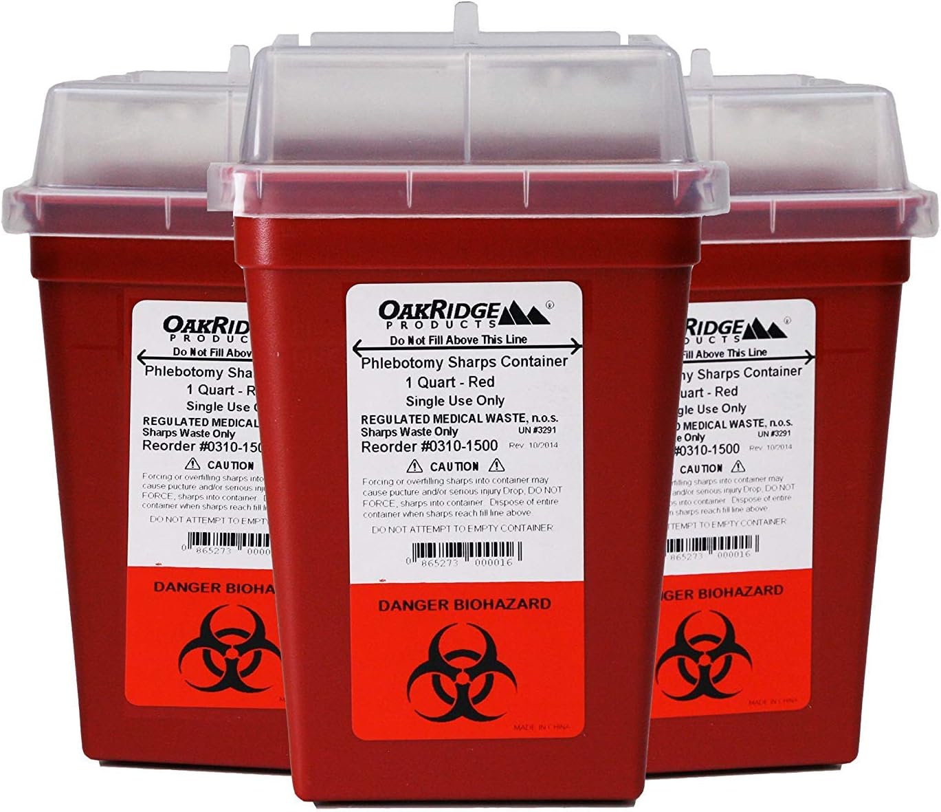 OakRidge Products 1 Quart Size (Pack of 3) | Sharps Disposal Container (6 Pack)