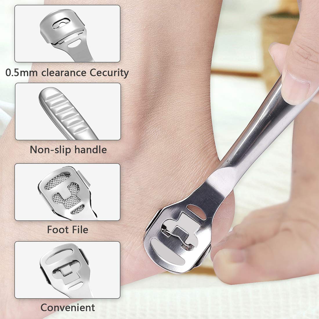 Professional Pedicure Callus Shaver Sets with Portable Case, Foot Files kit Include Foot File Heads & 10 Replacement Blades & Hard Skin Remover Scraper Pedicure Tool For Hand Feet, Foot Care Tools : Beauty