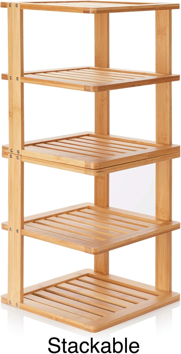 Bamboo Corner Shelf - 3 Tier 10 x 10 inch and 11.5 inches high. Kitchen Cabinet Organizer - Pantry Organization and Storage - Bathroom Countertop Shelves: Kitchen & Dining
