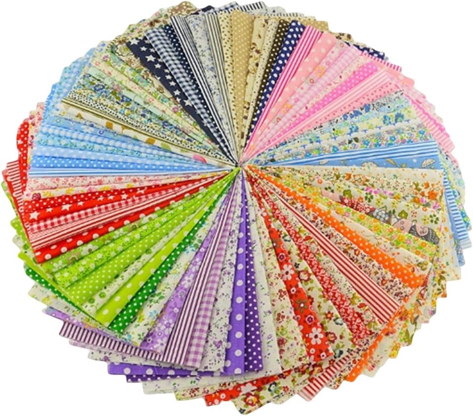XYanXXX 50Pcs 10 x 10cm Quilting Fabric,Floral Cotton Craft Fabric Bundle Patchwork Quilt DIY Craft Bag Doll Toy Sewing Material Accessories Random