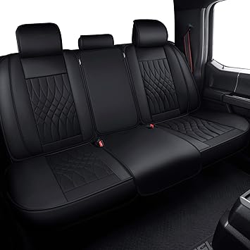 Amazon Com Luckyman Club Rear Seat Covers Fit For 2009 2020 F150 Crew Cab And 2017 2020 F250 F350 F450 Crew Cab With Water Proof Faux Leather Easy To Clean Black Rear Covers Automotive