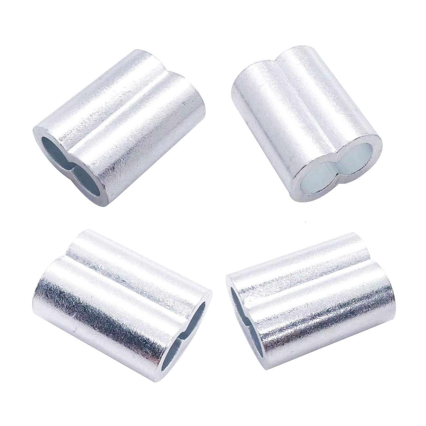 Pack of 120 Aluminum Crimping Loop Sleeve Cable Crimp for 5/32 inch Diameter Double Ferrule Wire Rope and Cable (4mm)