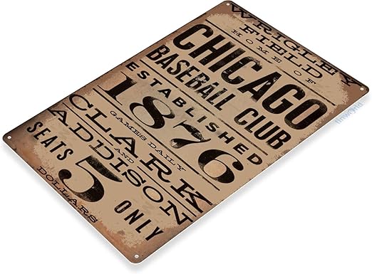 Amazon Com Tinworld Tin Sign Chicago Wrigley Field Card Metal