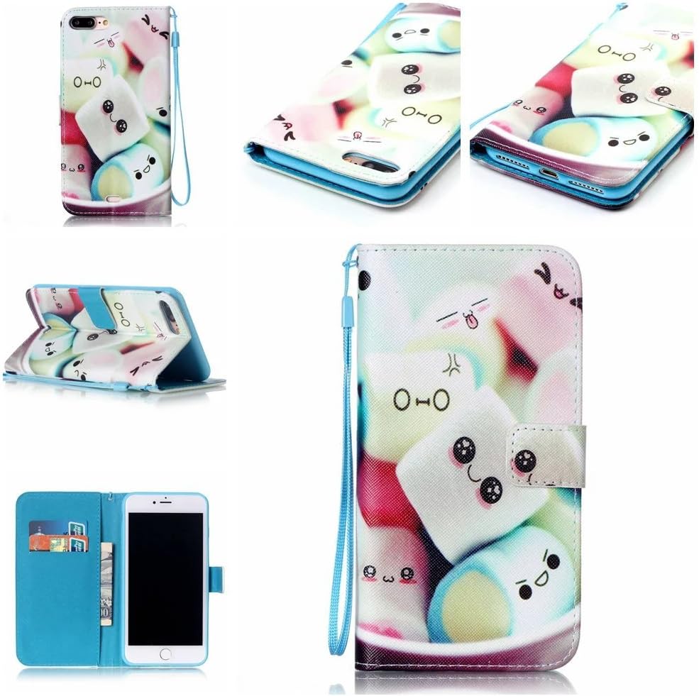 iPhone 7 Plus Case,[Cotton candy] Magnetic PU Leather Wallet Case Built-in Card Slots Flip Stand Cover with Hand Strap for Apple iPhone 7 Plus 5.5inch