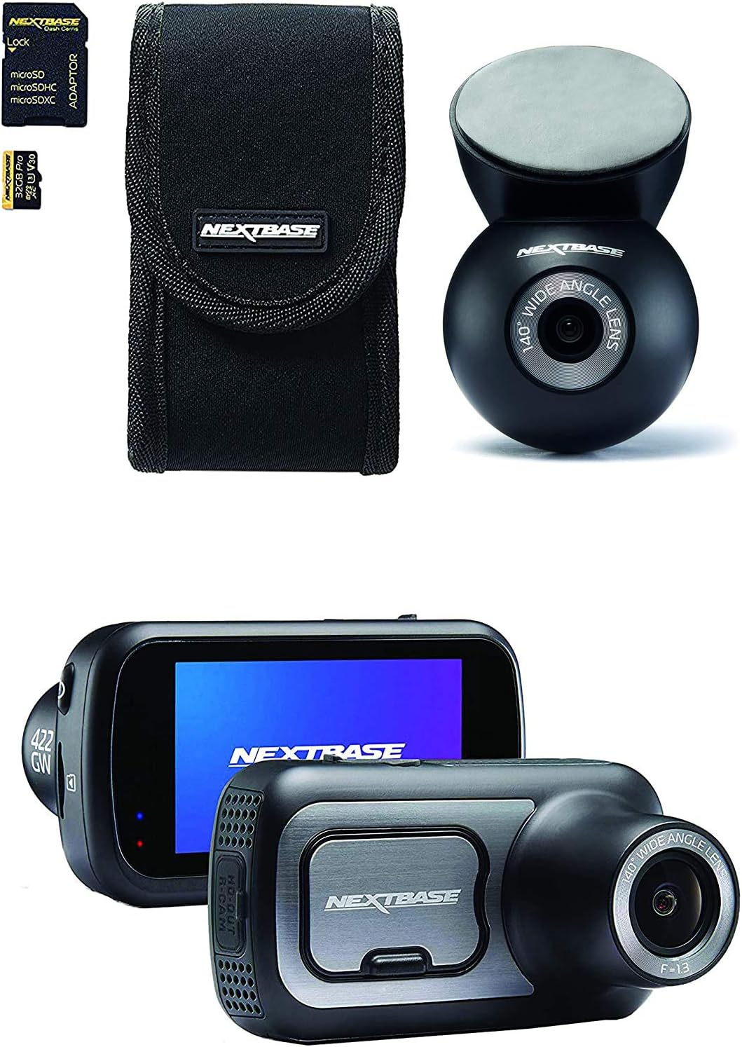 Nextbase 422GW Dash Cam 2.5" HD 1440p Touch Screen Bundle Kit (Rear Window Camera, Carry Case and 32GB U3 MicroSD Card Included)