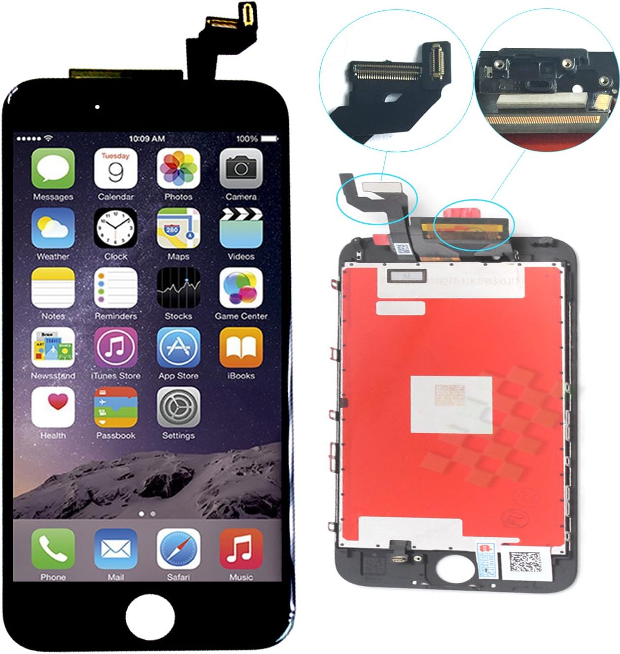 Black Replacement LCD for iPhone 6s Screen Display Touch Screen Digitizer Frame Assembly Set 4.7 inch (Model: A1633, A1688, A1700)