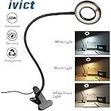 Clip on Light Reading Lights - iVict 24 LED USB Book Clamp Light with 3 Color Modes, 10 Brightness Dimmer and Auto Off Timer, Eye Protection Kids Desk Lamp, 360 ° Flexible Gooseneck Bed Night Light