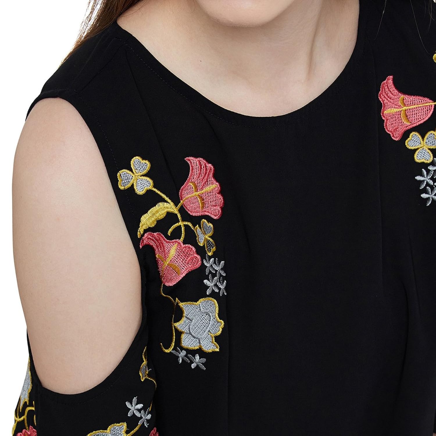 rare women black solid top