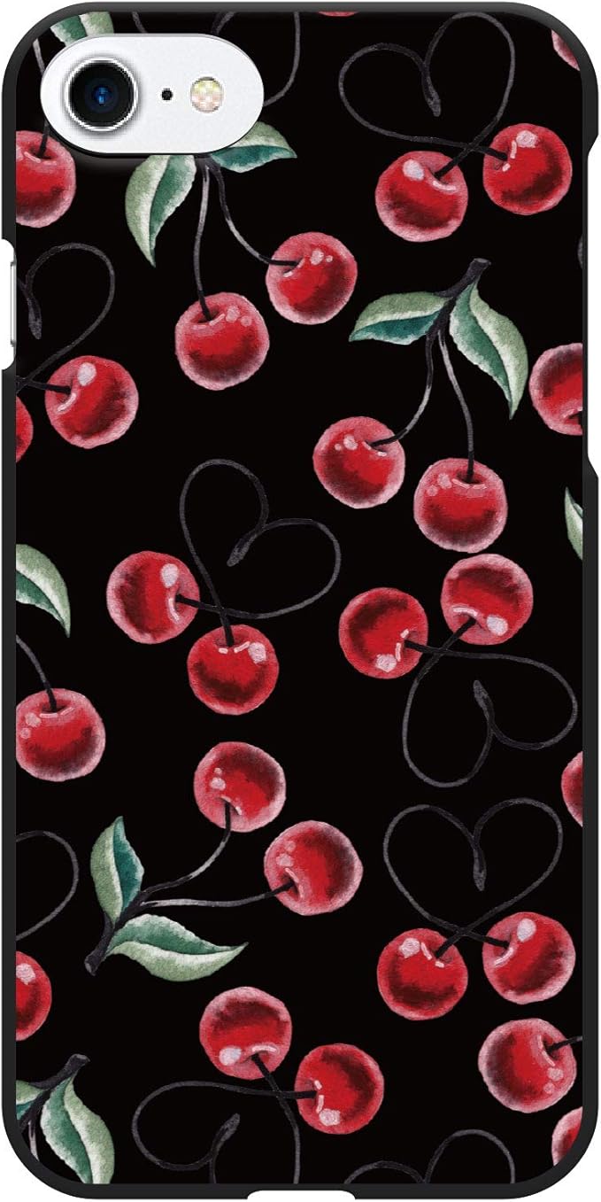 Amazon Co Jp Ruuu Arrows U ハード スマートフォン スマホ ケース カバー さくらんぼ柄 イラスト サクランボ チェリー フルーツ 果物 柄 たべもの かわいい おしゃれ ハート 黒 薄型 軽量 家電 カメラ