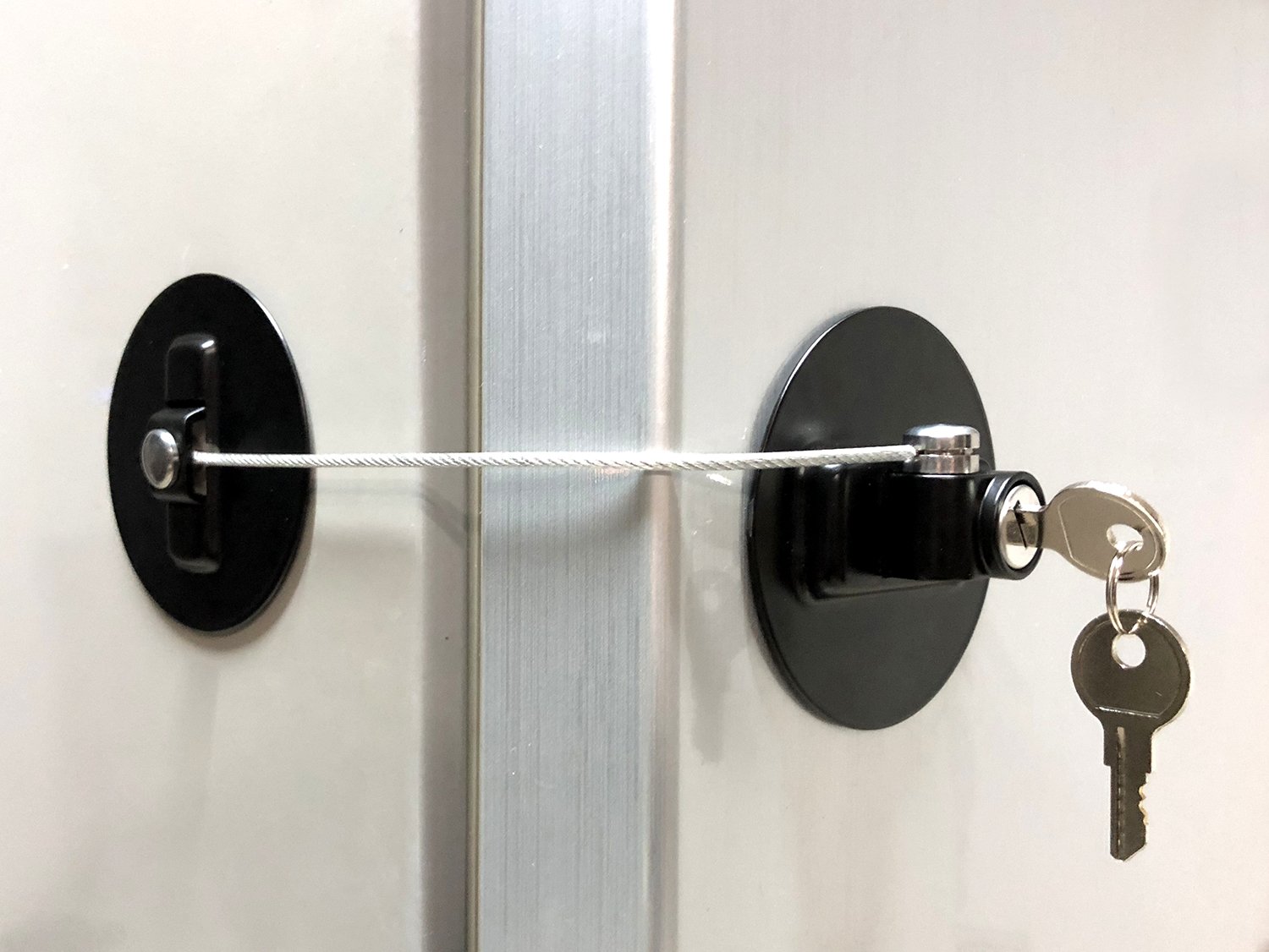 Refrigerator Door Lock with 2 KeysBlack Health Care Security Locks