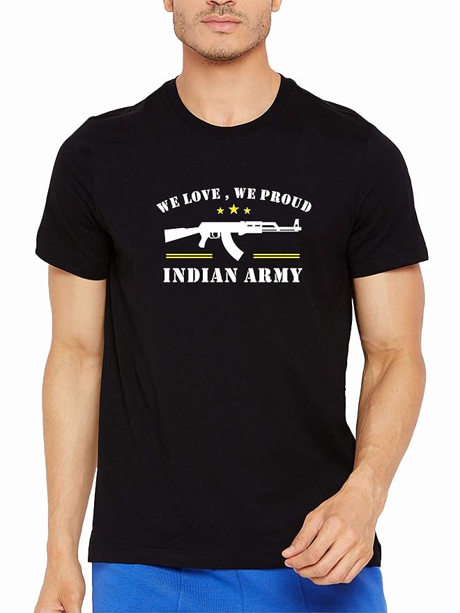 Buy PixFab Men's Indian Army Printed Cotton TShirt at Amazon.in