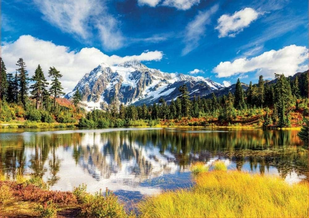 WDSDFEP Jigsaw Puzzles for Adults 1000 Piece Wooden DIY Difficult Puzzles for Adults Kids Antistress Classic Puzzle Games Educational Toy Birthday Gift Beautiful Snow Mountain Forest Lake Scenery