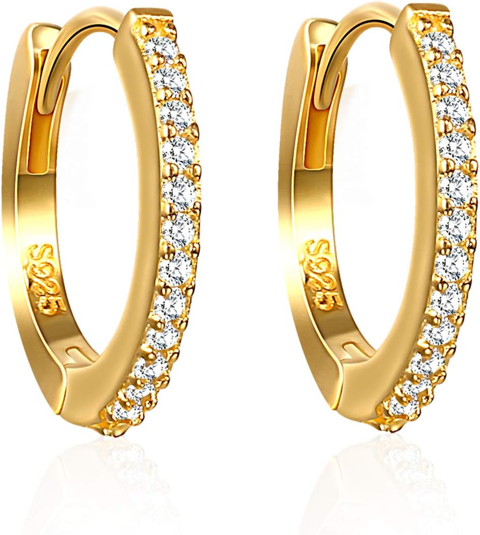 Stud Earrings for Women, Sterling Silver Earrings for Women, 14K Gold Hoop earrings Hypoallergenic Cartilage Hoop Earrings Fashion Earrings for Women Wife Mom Fashion Gifts for Mothers Day (4gold)