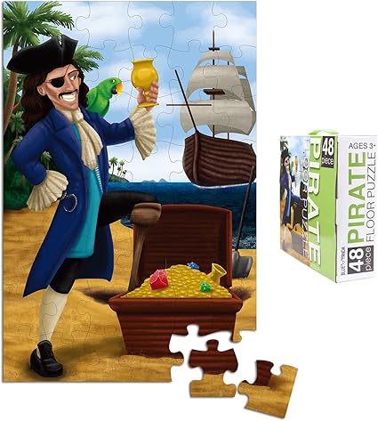 48-Piece Floor Puzzle for Kids - Pirate Jumbo Jigsaw Puzzle, 1.9 x 2.9 Feet