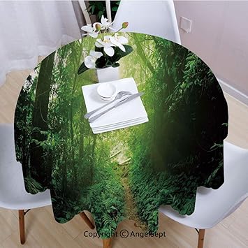 Amazon Com Angelsept Round Tablecloth A Way In The Jungle