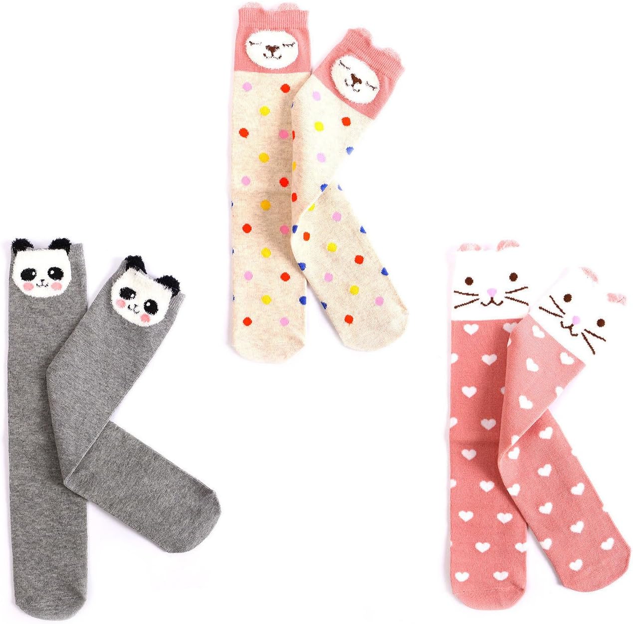 EIAY Shop Kids Cotton Socks Knee High Stockings Cute Cartoon Animals for 3-8 Year Olds
