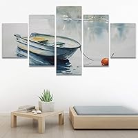 SIGNWIN 5 Panel Canvas Wall Art Modern Art Boat Expressive Multicolor Nautical Photography Transportation for Home Decorations Ready to Hang - 60