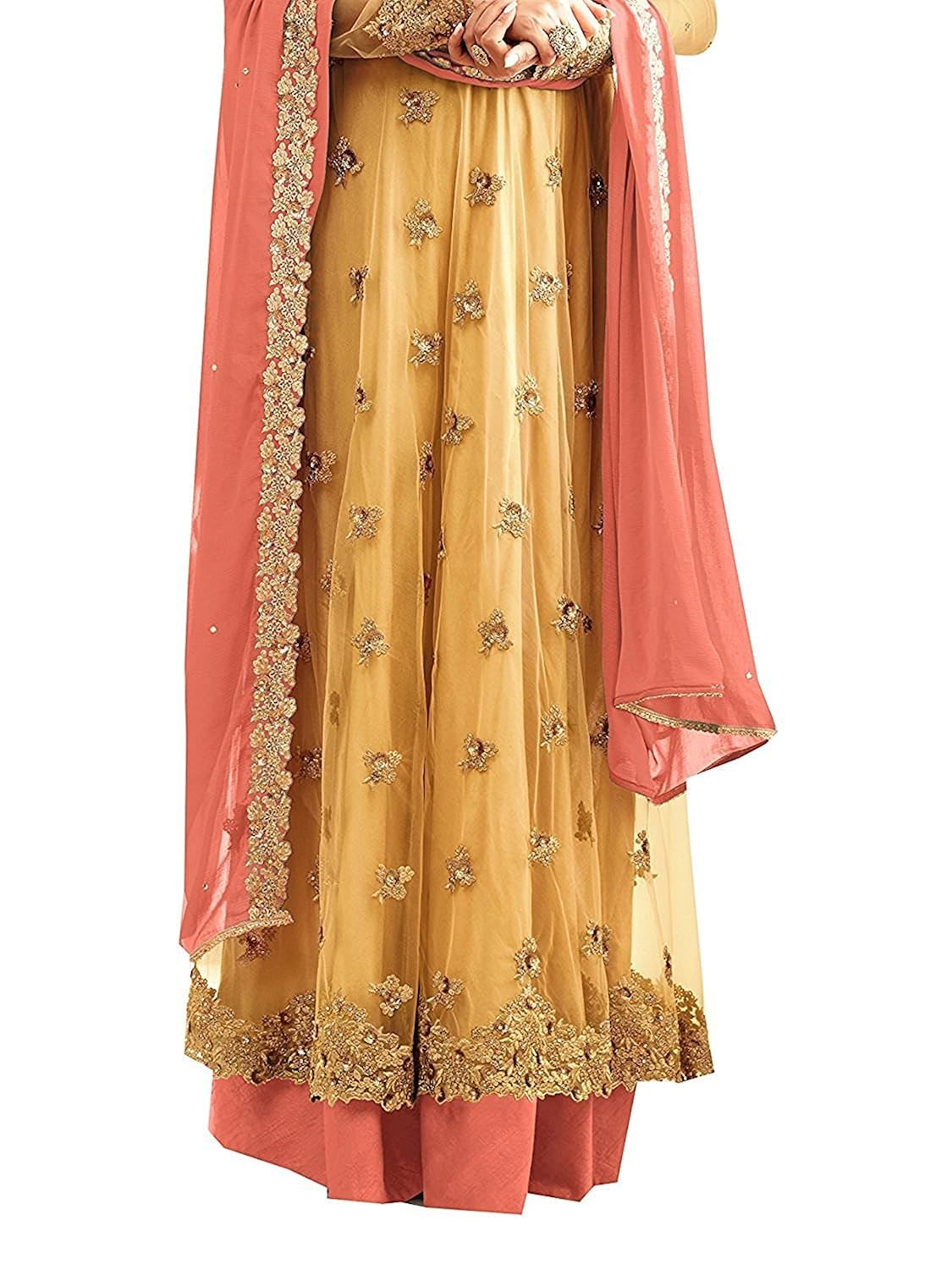 rthub women's embroidered and hand work semi stitched anarkali salwar suit maskeen