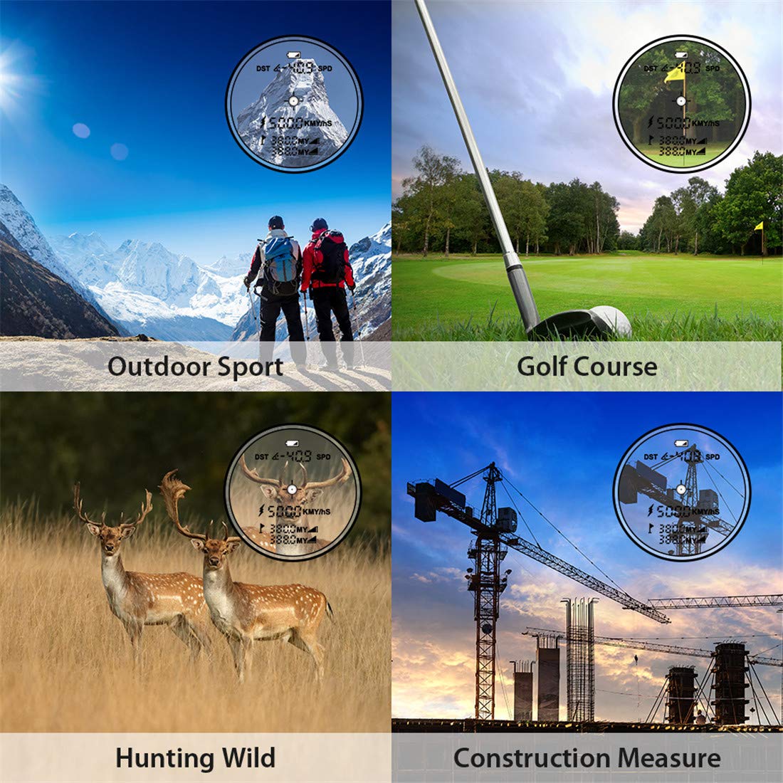 Laser Rangefinder,Zamkol 1000 yards Golf Rangefinder,IP54 Laser Binoculars For Hunting,Multi-Function Hunting Rangefinder with Speed /Vertical Height/Angle /Horizontal Distance Measurement