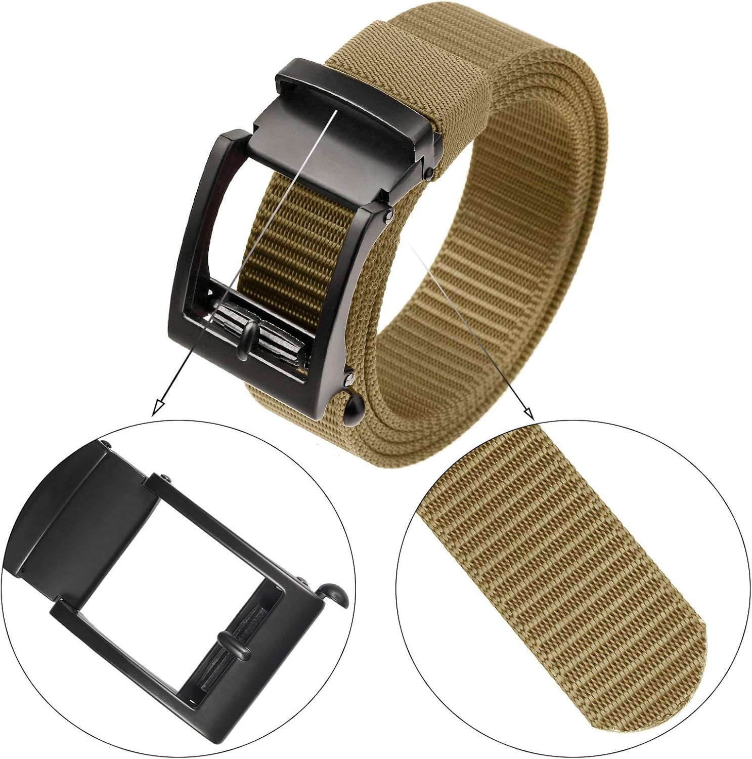 Sportmusie Adjustable Nylon Web Belts for Men Ratchet Belt with Automatic Slide Buckle at  Men’s Clothing store