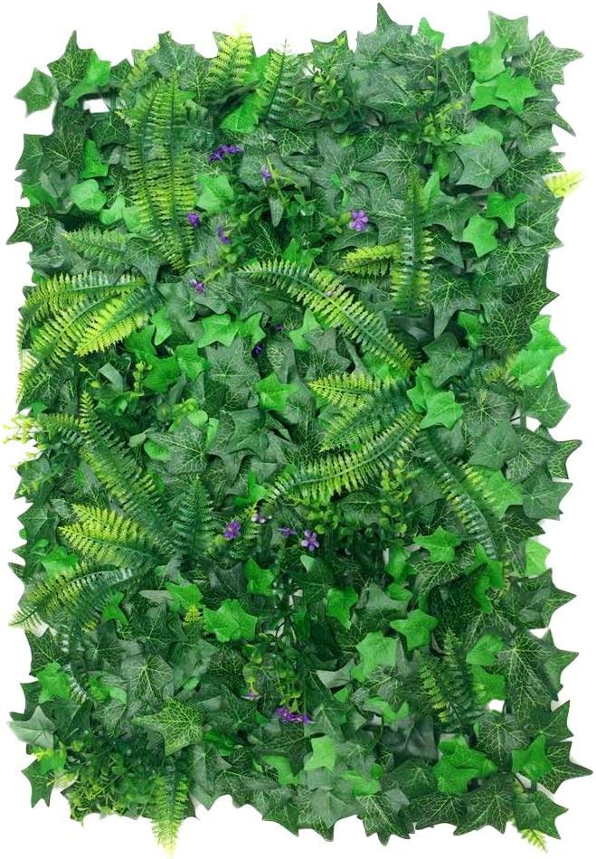 Artificial Hedges Panels,Plant Lawn Flower Grass Leaf Artificial Creepers Wall Ornament for Decoration of Vertical Plants Wedding or Home 40 x 60 cm