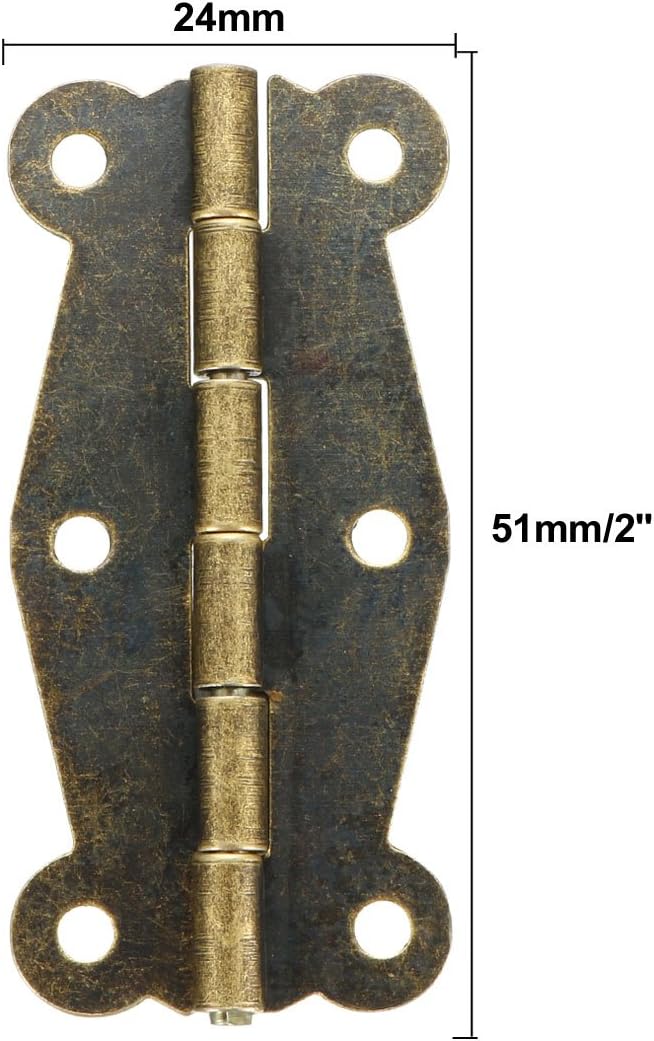 sourcing map 2" Antique Bronze Hinges Retro Butterfly Shape Hinge Replacement with Screws 20pcs, 2" * 0.55" (L*W) 20pcs - Image 4