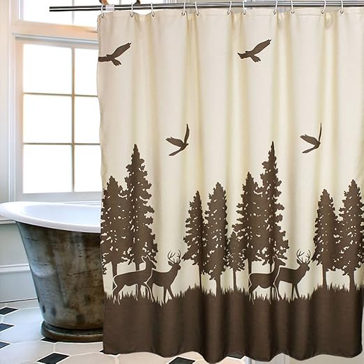 Amazon Com Uphome Deer In The Forest Fabric Shower Curtain