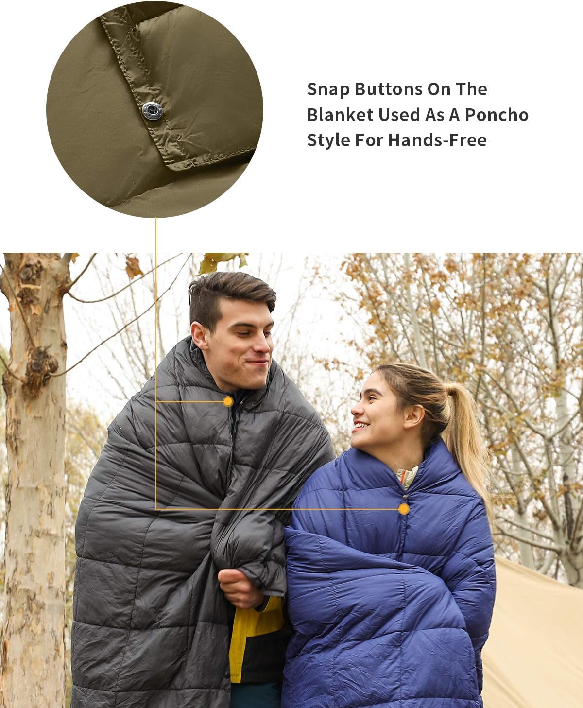 KingCamp Camping Blanket Thermal Ultralight Multifunctional Warm Travel Outdoor Blanket with Snap Buttons Lightweight Sleeping Quilt for Hiking Picnic Home Car - Image 4