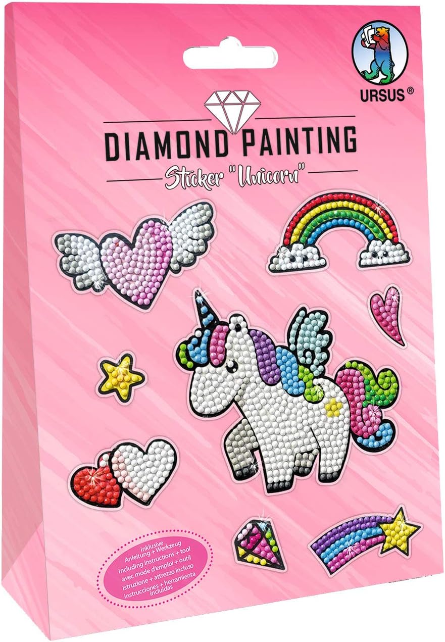 URSUS 43500001 Diamond Painting Unicorn Lot de 2 autocollants avec
