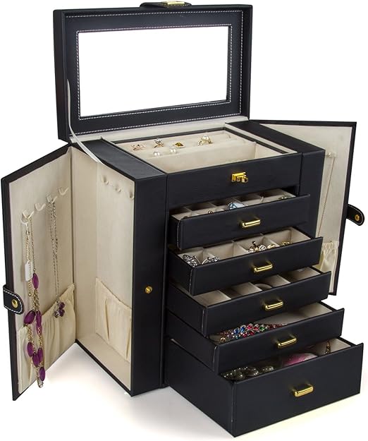 Amazon Com Kendal Huge Leather Jewelry Box Case Storage Ljc